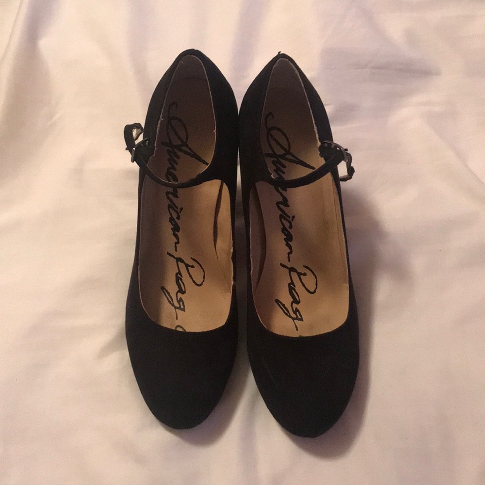 Size 7.5 Faux Suede Mary Jane Heels